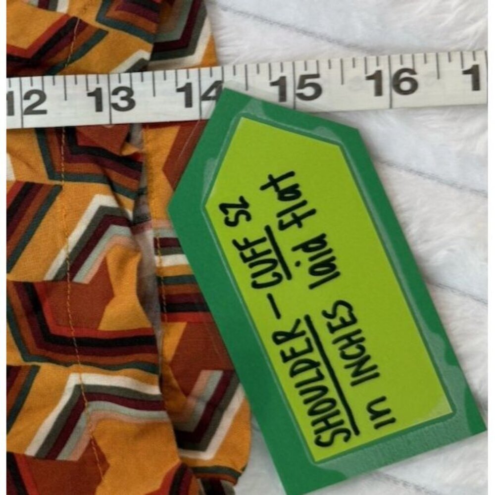 Denim & Flower Ricky Singh Orange Button-Up Hexagon Geometric Shirt SZ Large - Picture 11 of 13